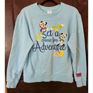 Disney Cruise Line Sweatshirt Women's Medium Blue Mickey Minnie Adventure GUC